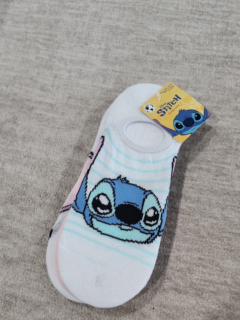 NWT Disney Stitch 3 Pair No Show Socks